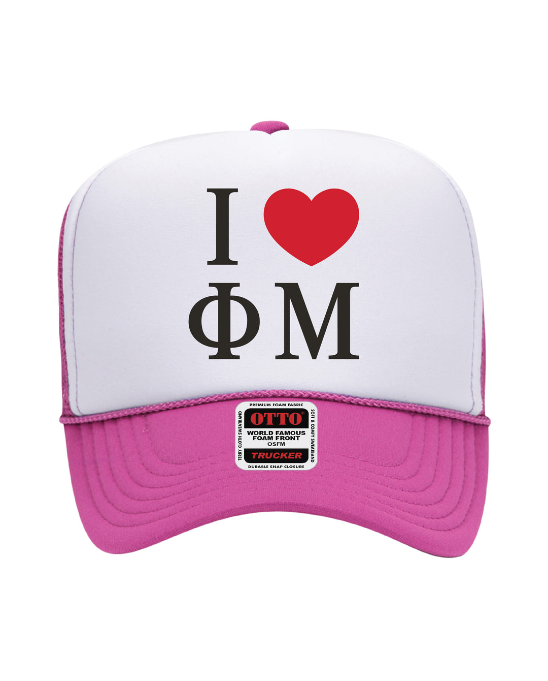 I Love Sorority Embroidered Hot Pink Trucker Hat