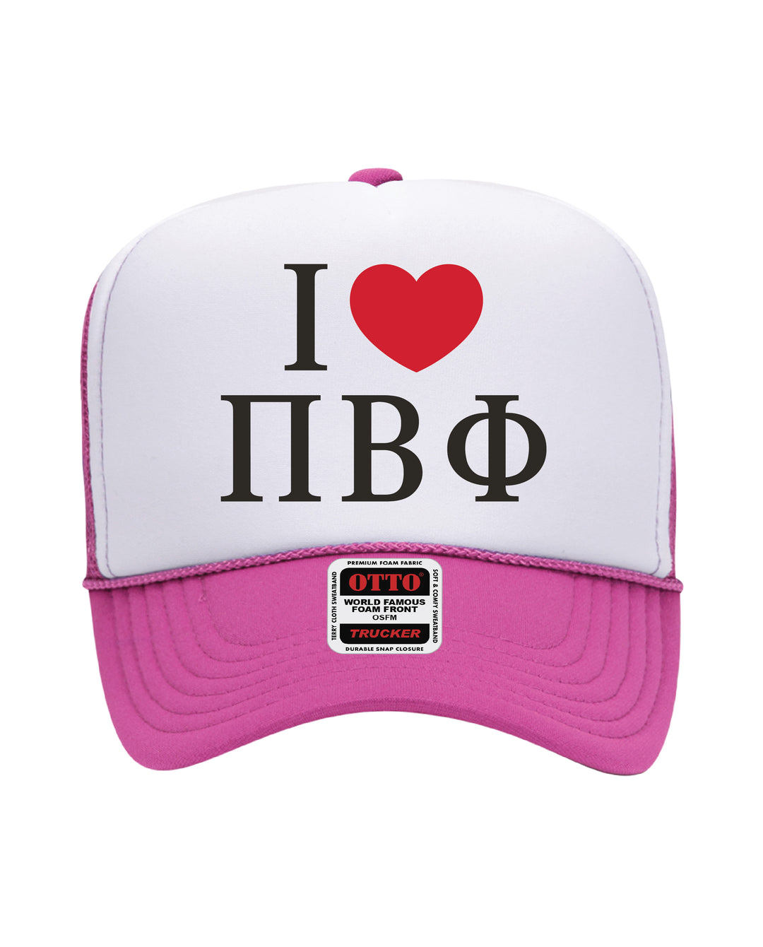 I Love Sorority Embroidered Hot Pink Trucker Hat
