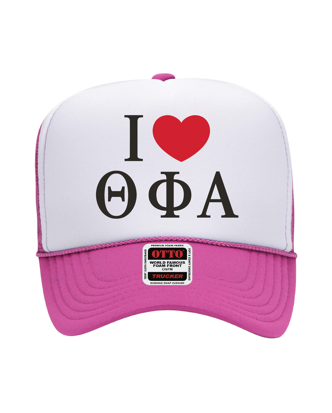 I Love Sorority Embroidered Hot Pink Trucker Hat