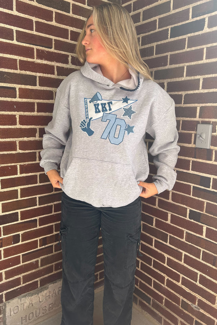 Pennant Navy Hood Stitch Sorority Hoodie