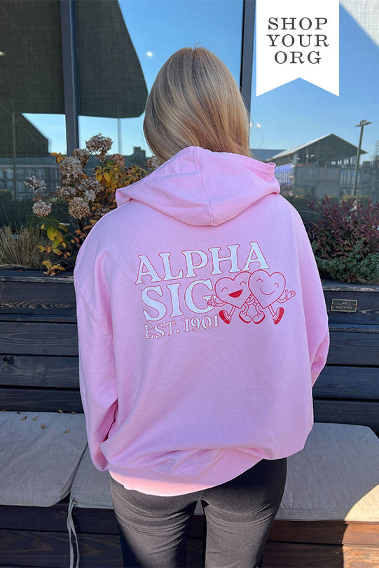 Bubblegum Heart Friends Sorority Light Weight Hoodie