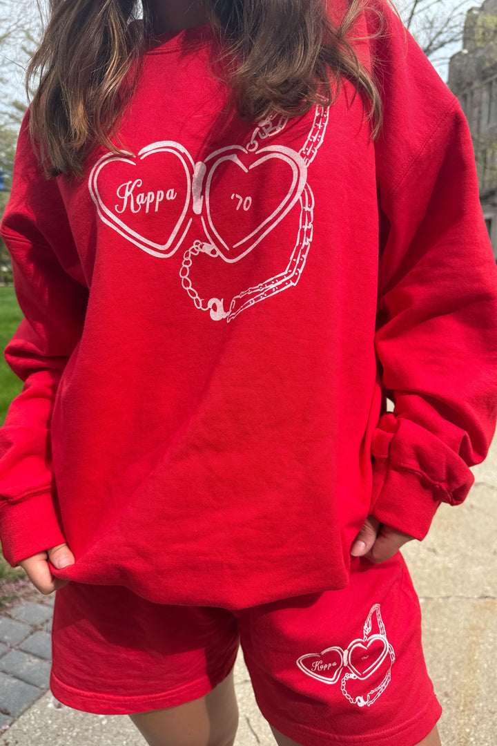 Heart Locket Red Sorority Crewneck