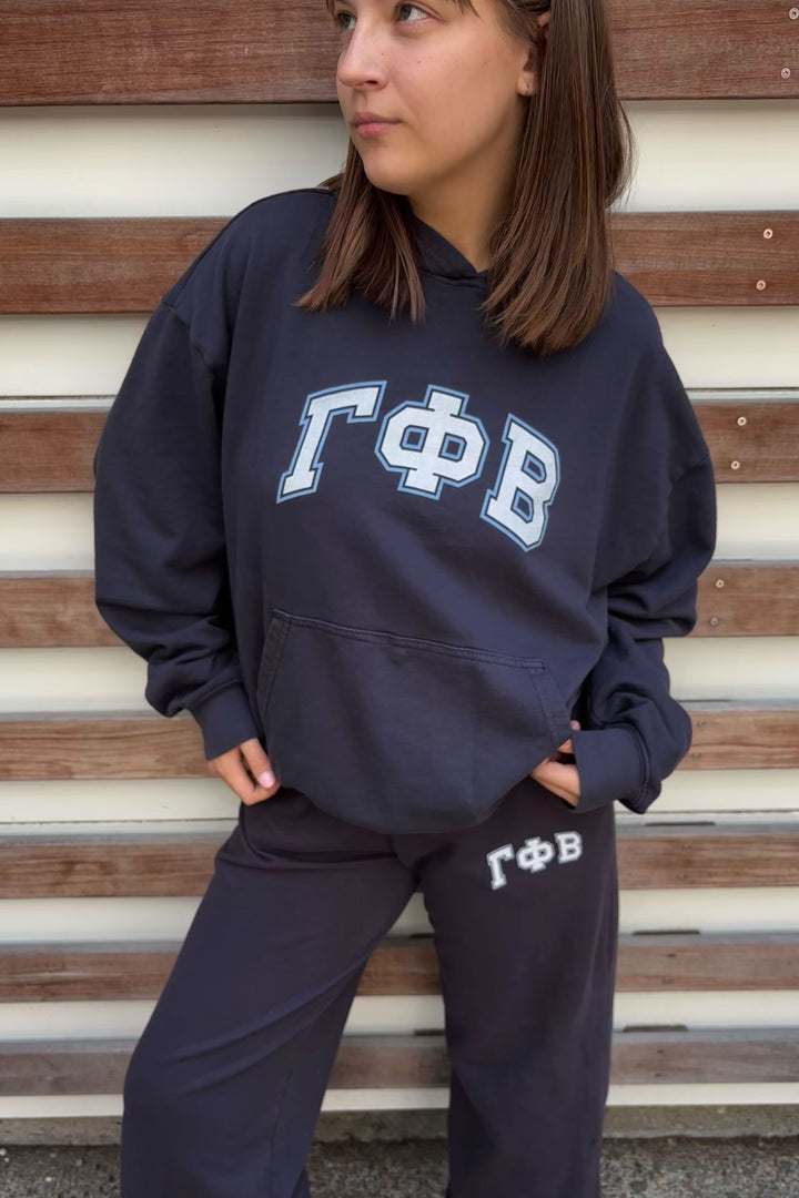 Block Letter Midnight Sky Light Weight Sorority Hoodie