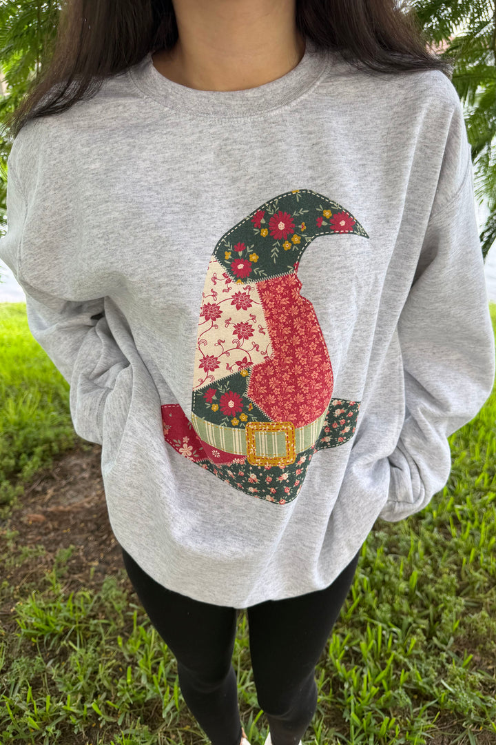 Witches Hat Patchwork Print Crewneck
