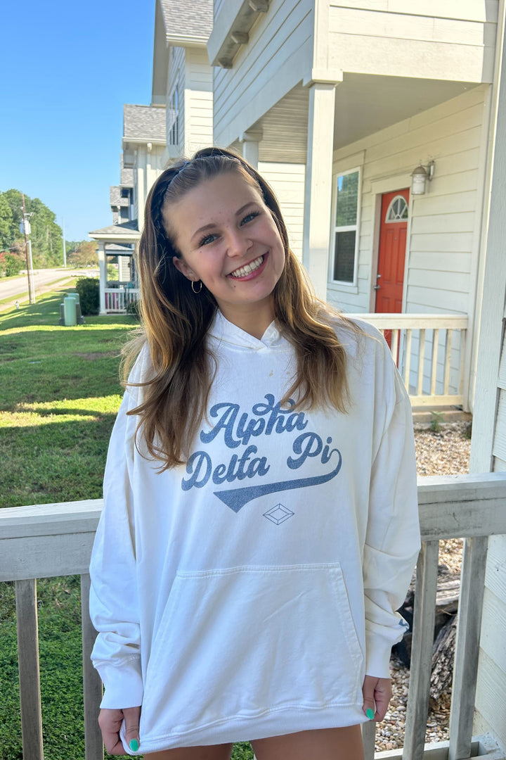 Alpha Delta Pi Vanilla Ice Varsity Light Weight Hoodie