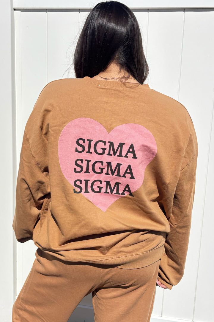 Caffeine Pink Heart Light Weight Sorority Crewneck