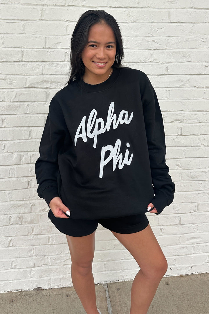 Cursive Script Heavy Weight Sorority Crewneck