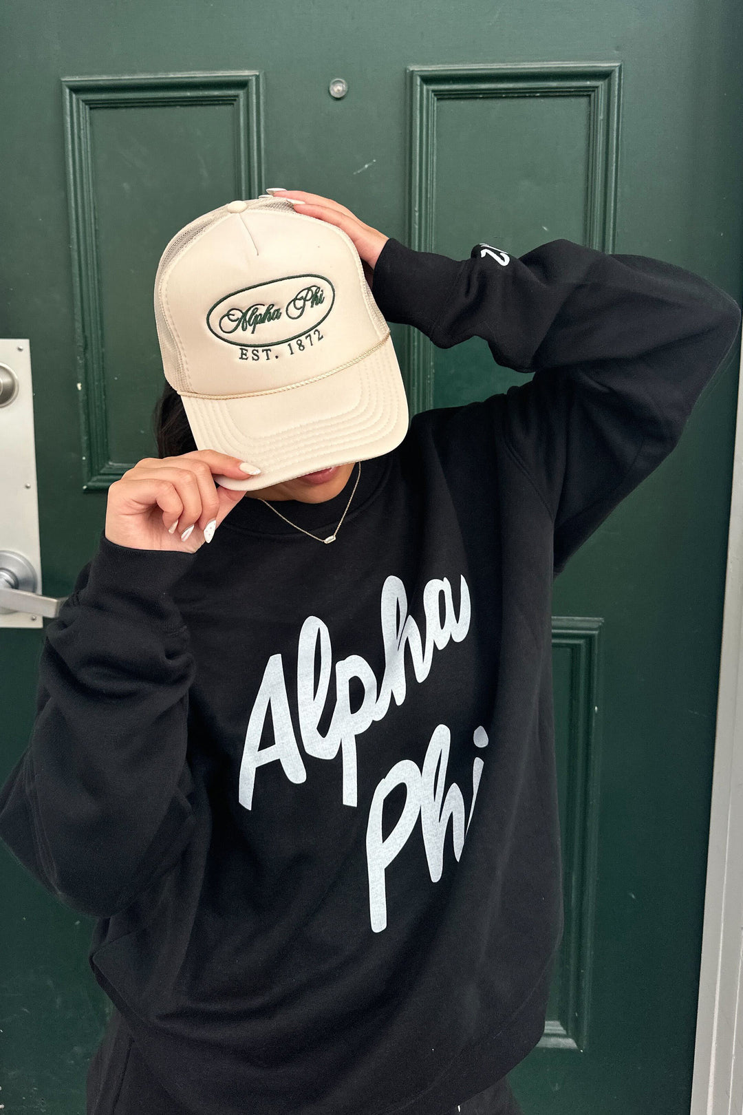 Oval Embroidered Tan Sorority Trucker Hat