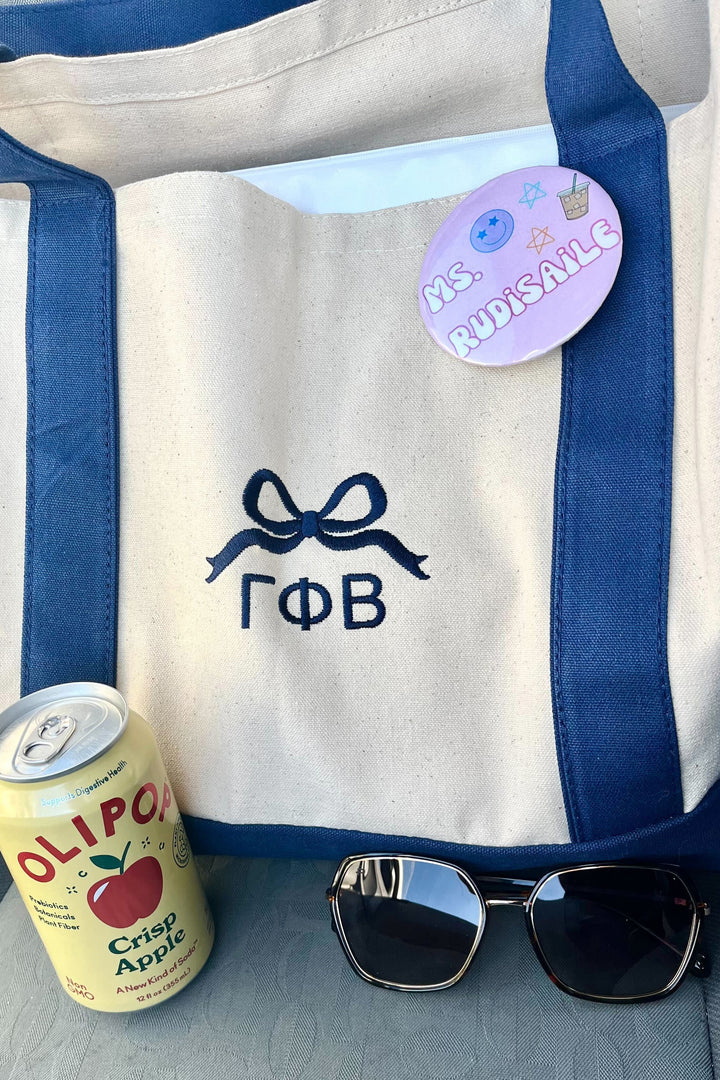 Embroidered Bow Sorority Tote