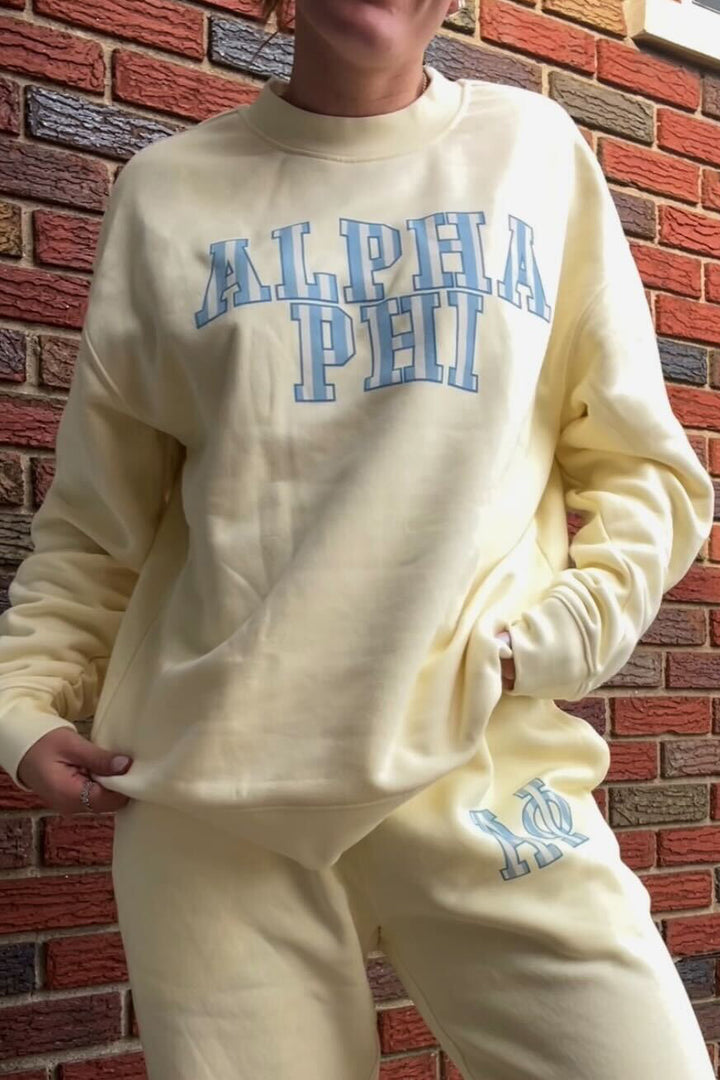 Striped Letters Heavy Weight Butter Sorority Crewneck
