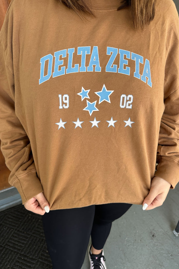 Caffeine Blue Star Light Weight Sorority Crewneck