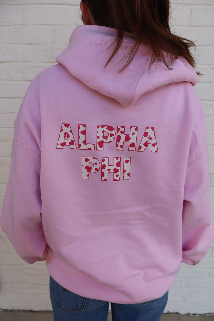 Heart Letters Light Pink Sorority Hoodie