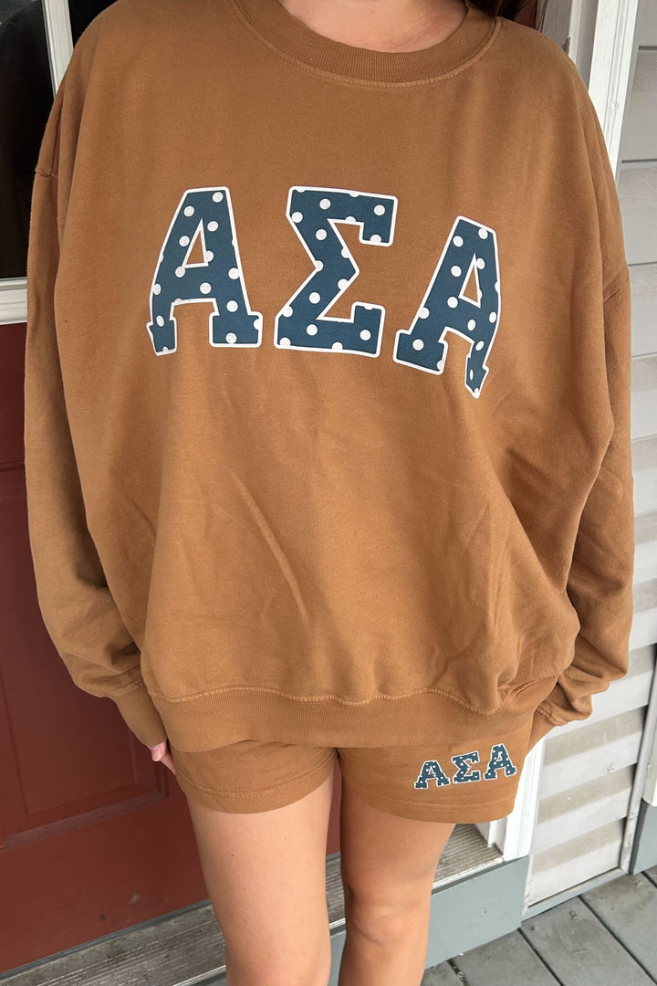 Polka Dot Caffeine Light Weight Sorority Crewneck