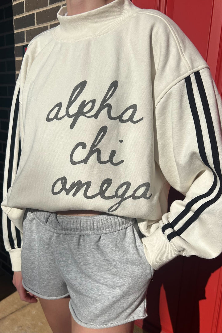 Script Letter Varsity Mock Neck Sorority Crewneck
