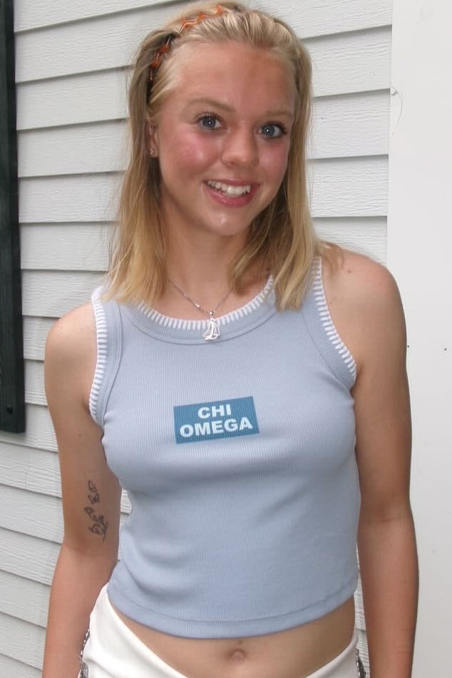 Block Letter Sorority Stitch Tank