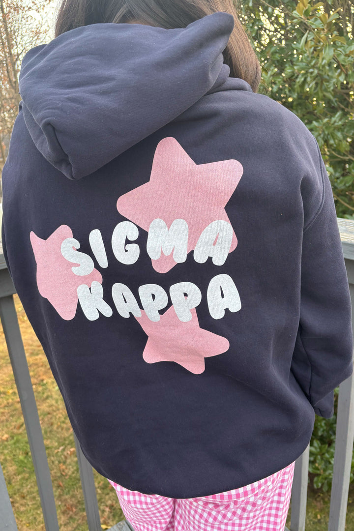 Pink Star Heavy Weight Navy Sorority Hoodie