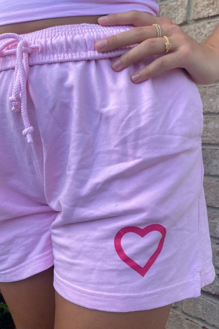 Bubblegum Heart Outline With Love Light Weight Shorts