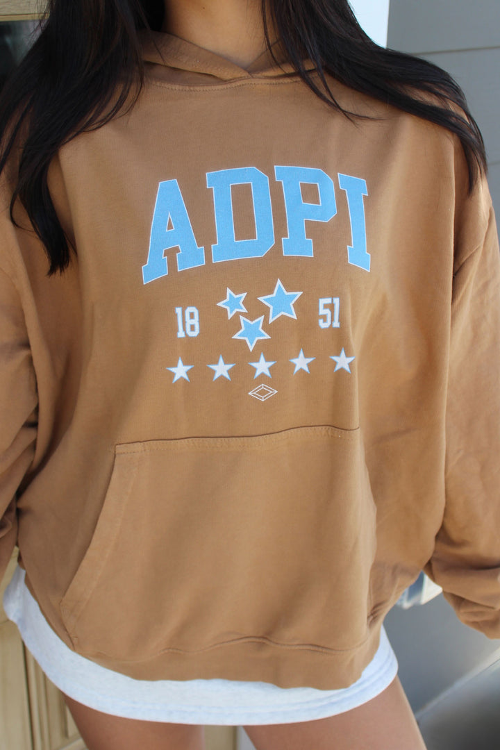 Caffeine Blue Star Light Weight Alpha Delta Pi Hoodie