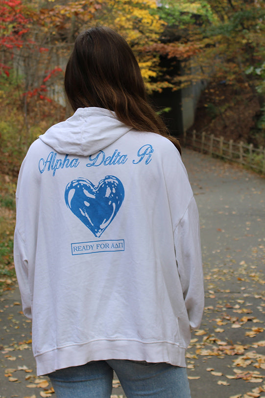 Alpha Delta Pi Vanilla Ice Metallic Heart Light Weight Hoodie