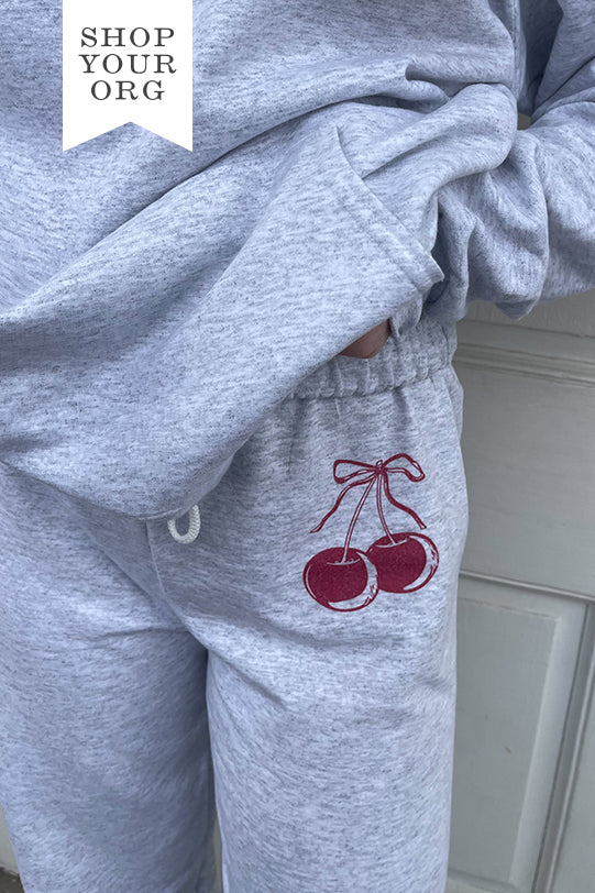 Cherry Bow Matching Set Sweatpants