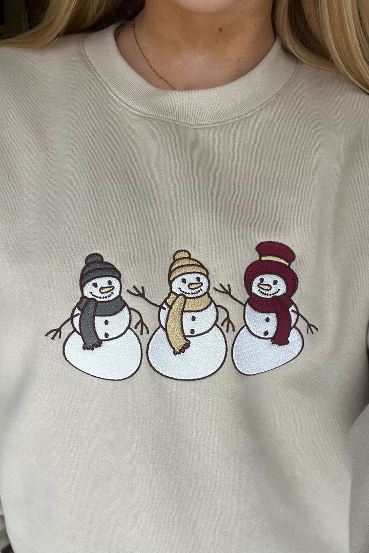 Embroidered Snowmen Lifestyle Crewneck