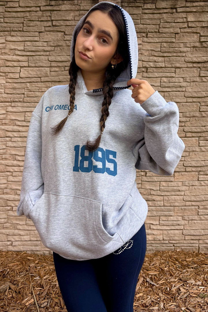 Est Year Navy Hood Stitch Sorority Hoodie