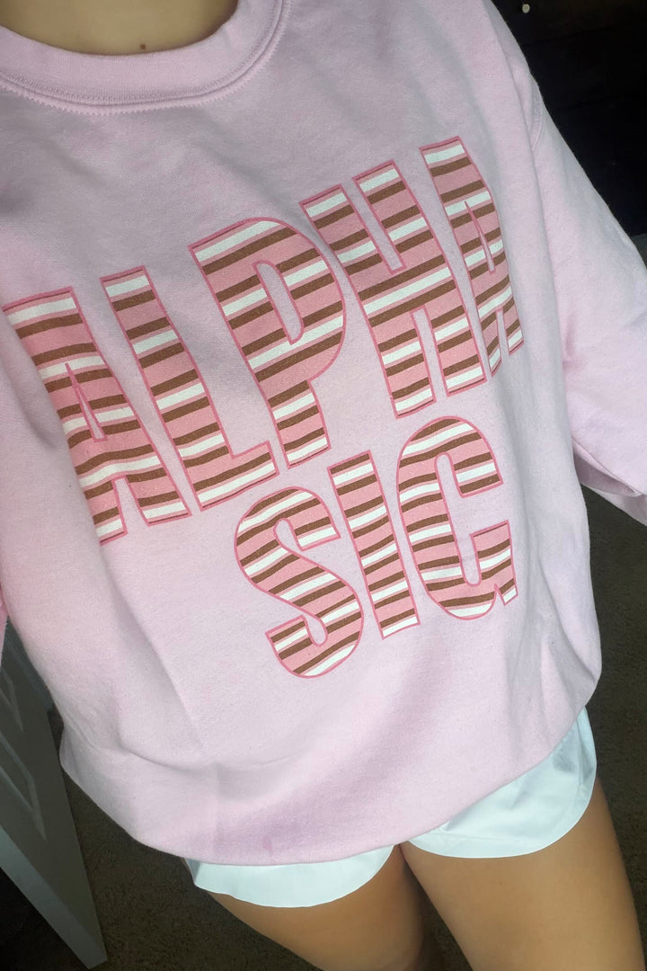 Light Pink Striped Sorority Crewneck