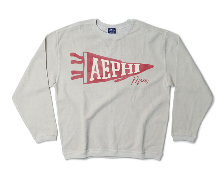 Mom Pennant Sorority Corded Crewneck