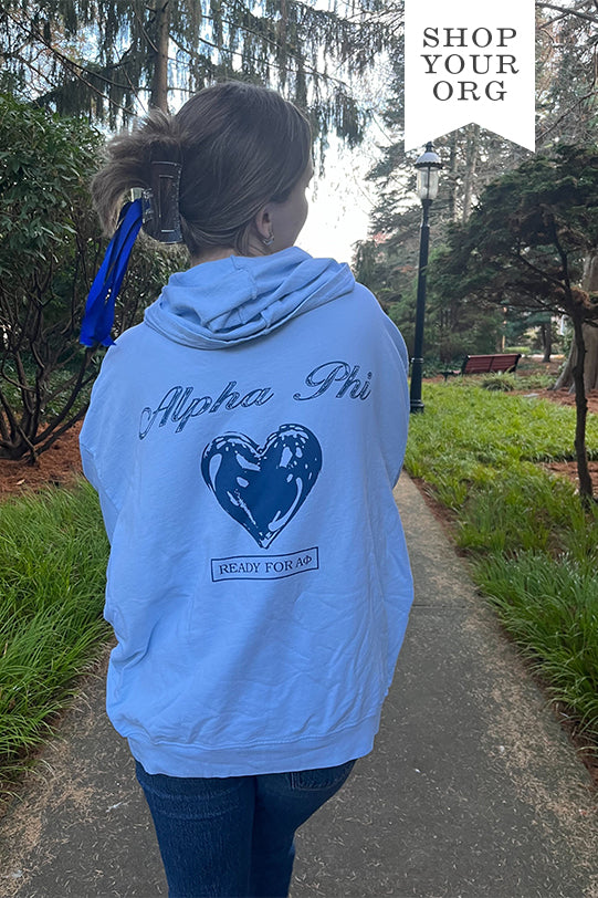 Arctic Blue Metallic Heart Light Weight Sorority Hoodie