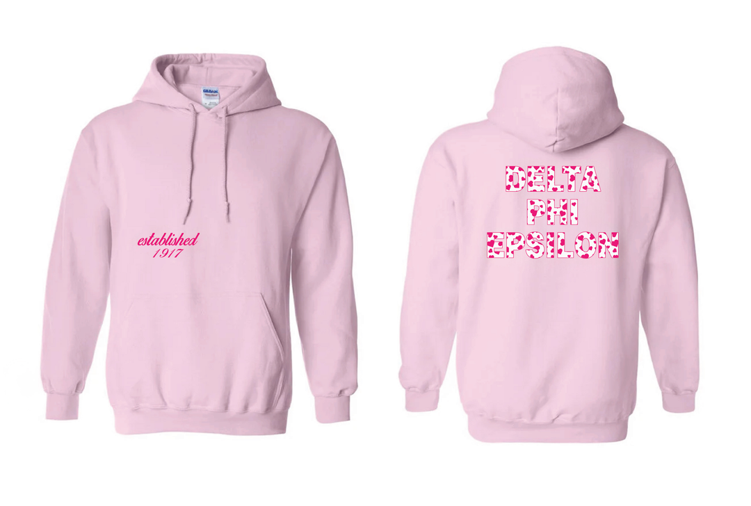 Heart Letters Light Pink Sorority Hoodie