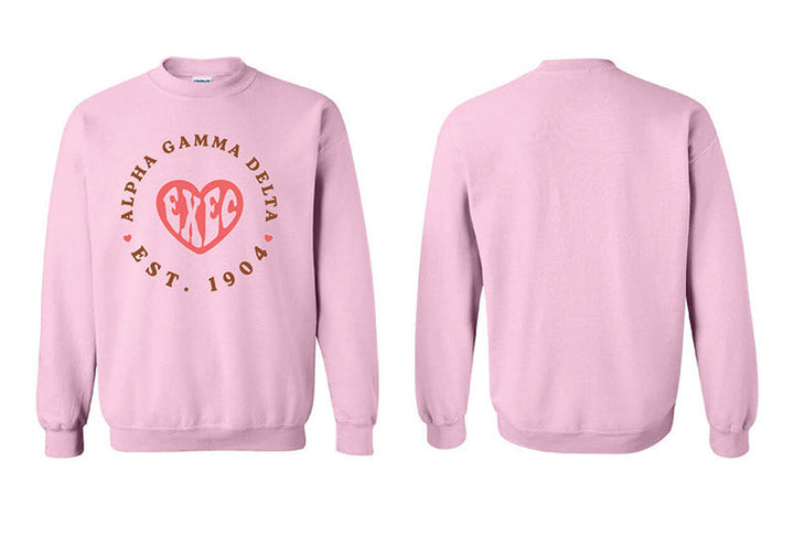 Pink Heart Sorority Exec Crewneck - 2XL - 3XL