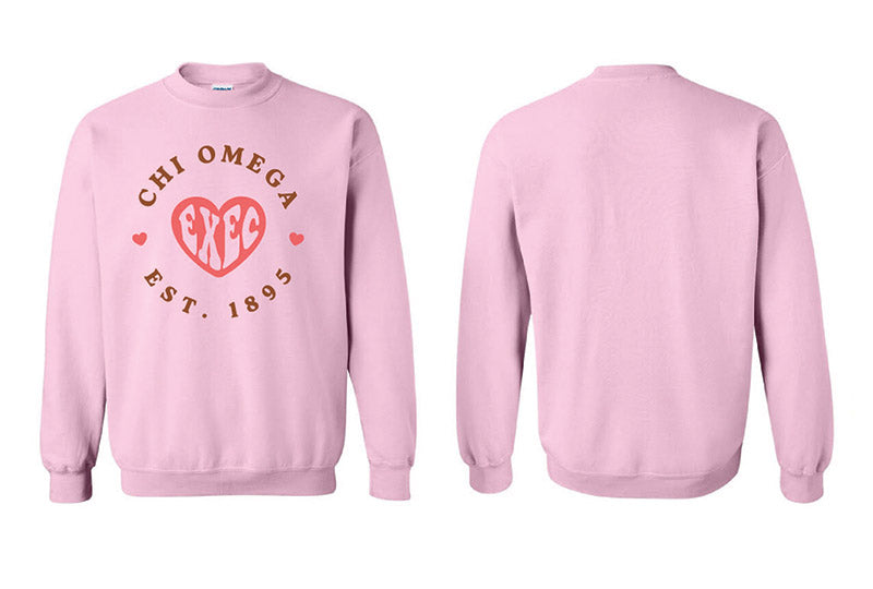 Pink Heart Sorority Exec Crewneck