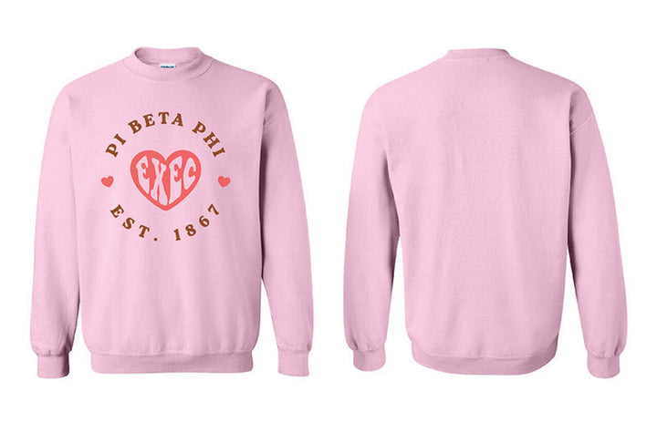 Pink Heart Sorority Exec Crewneck - 2XL - 3XL