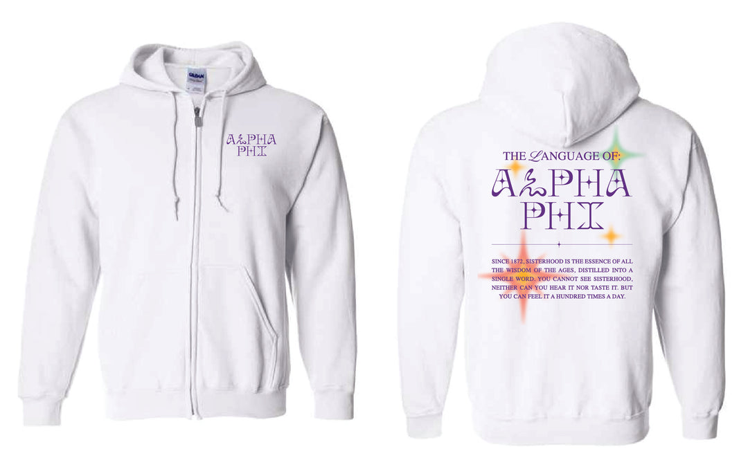 Language Of Sorority Full Zip Hoodie - 2XL - 3XL