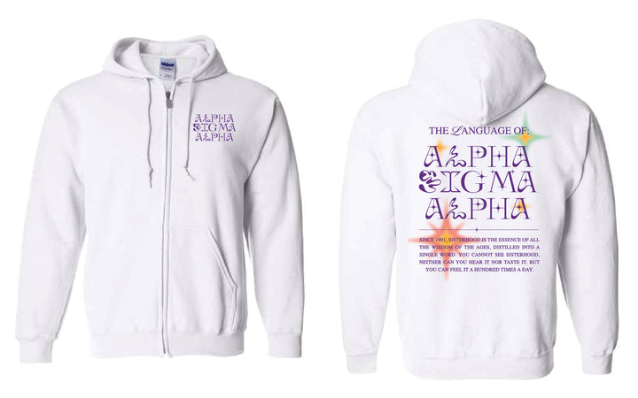 Language Of Sorority Full Zip Hoodie - 2XL - 3XL