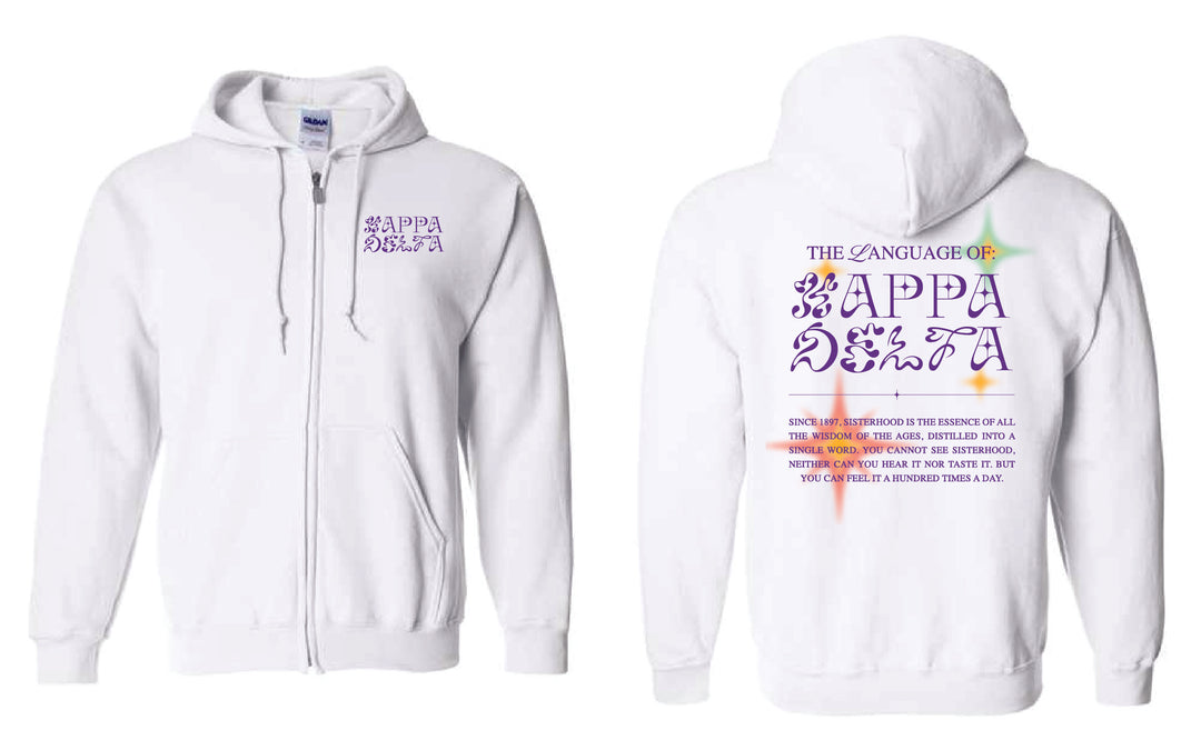 Language Of Sorority Full Zip Hoodie - 2XL - 3XL