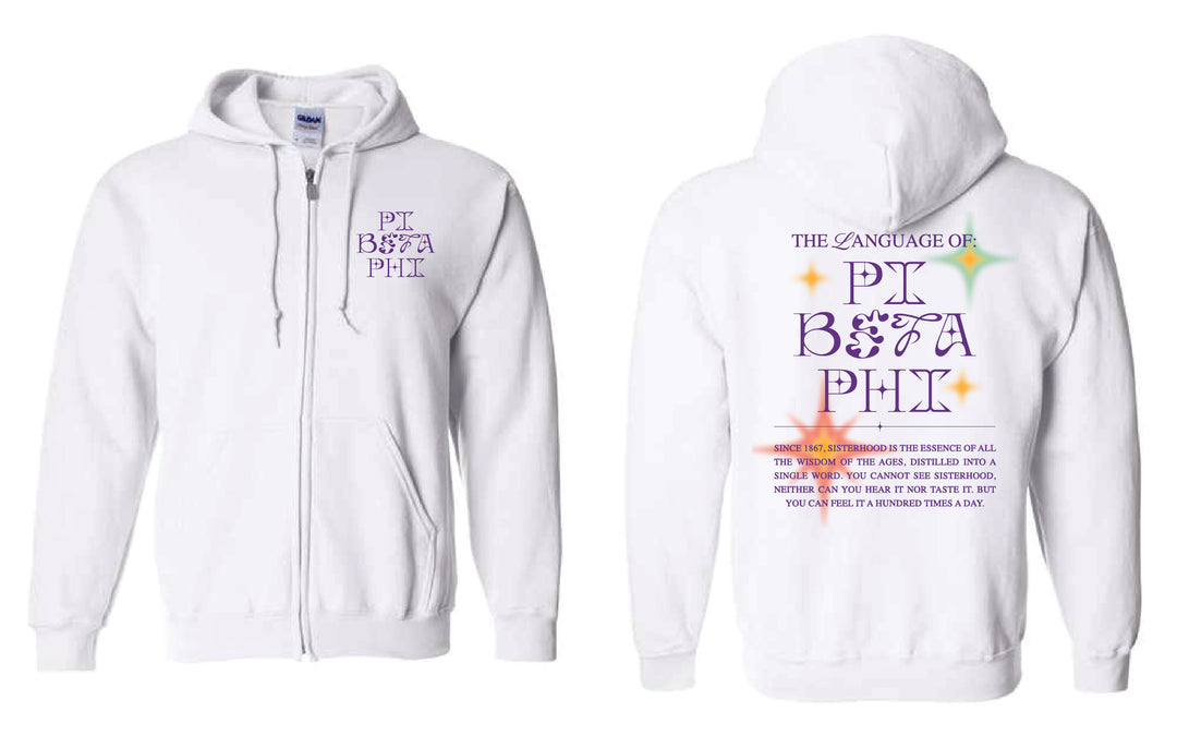 Language Of Sorority Full Zip Hoodie - 2XL - 3XL