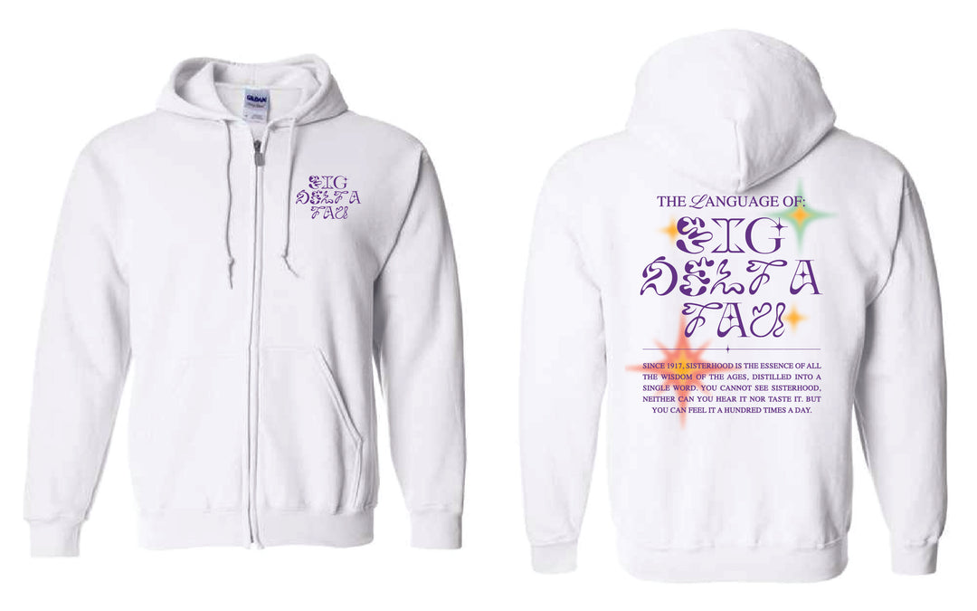 Language Of Sorority Full Zip Hoodie