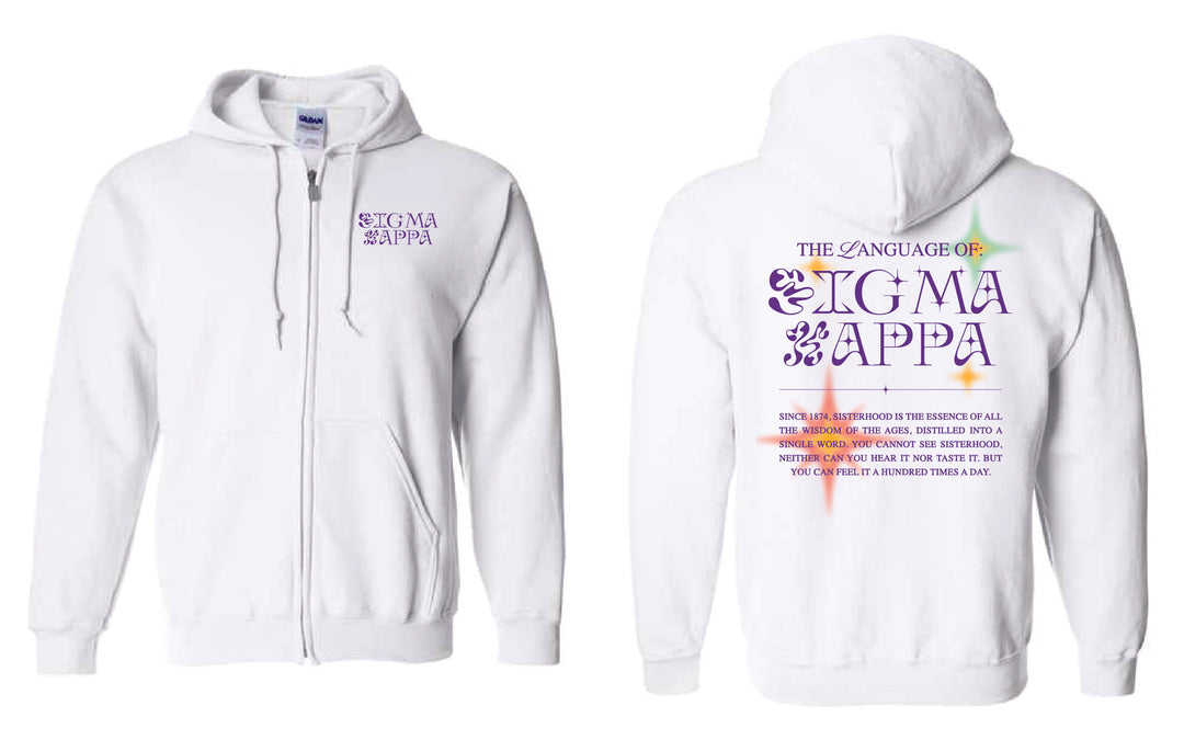 Language Of Sorority Full Zip Hoodie - 2XL - 3XL