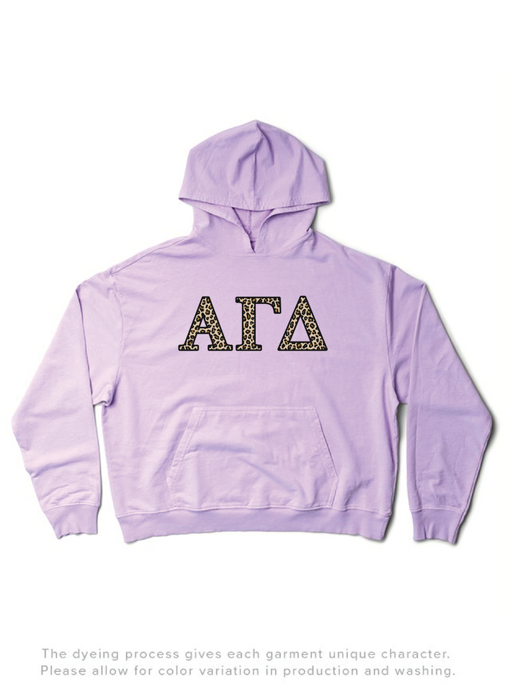 Lavender Haze Cheetah Letters Light Weight Sorority Hoodie - 2XL