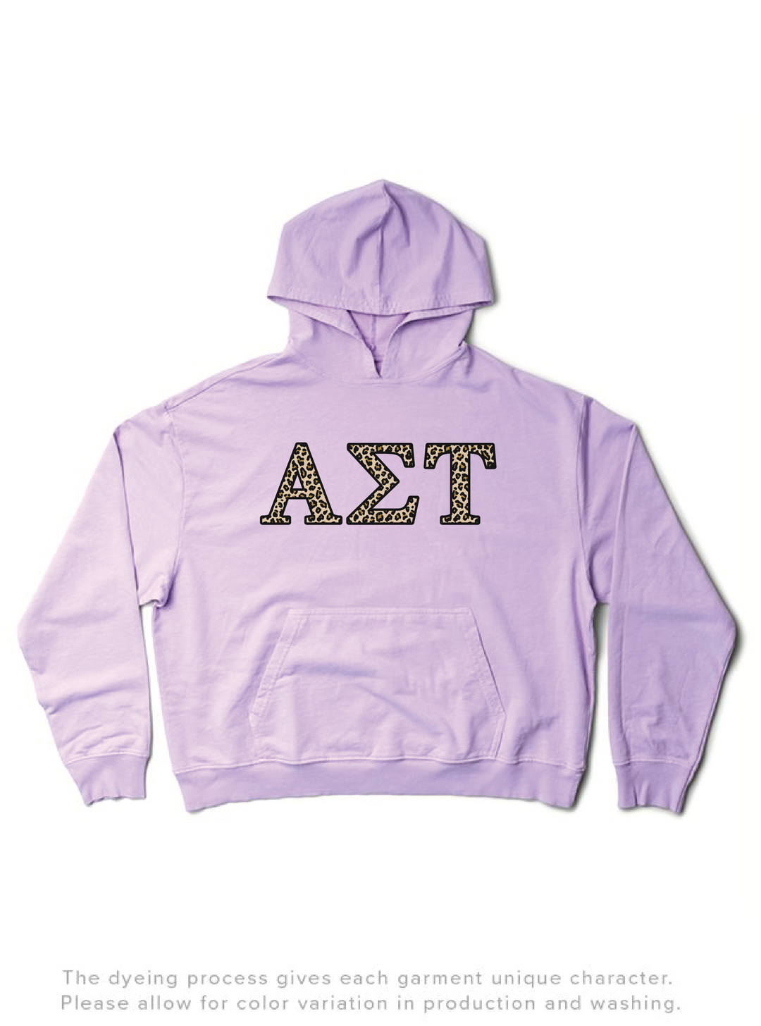 Lavender Haze Cheetah Letters Light Weight Sorority Hoodie