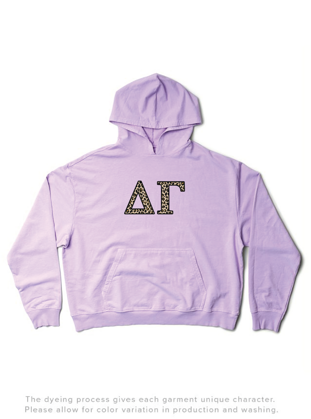 Lavender Haze Cheetah Letters Light Weight Sorority Hoodie