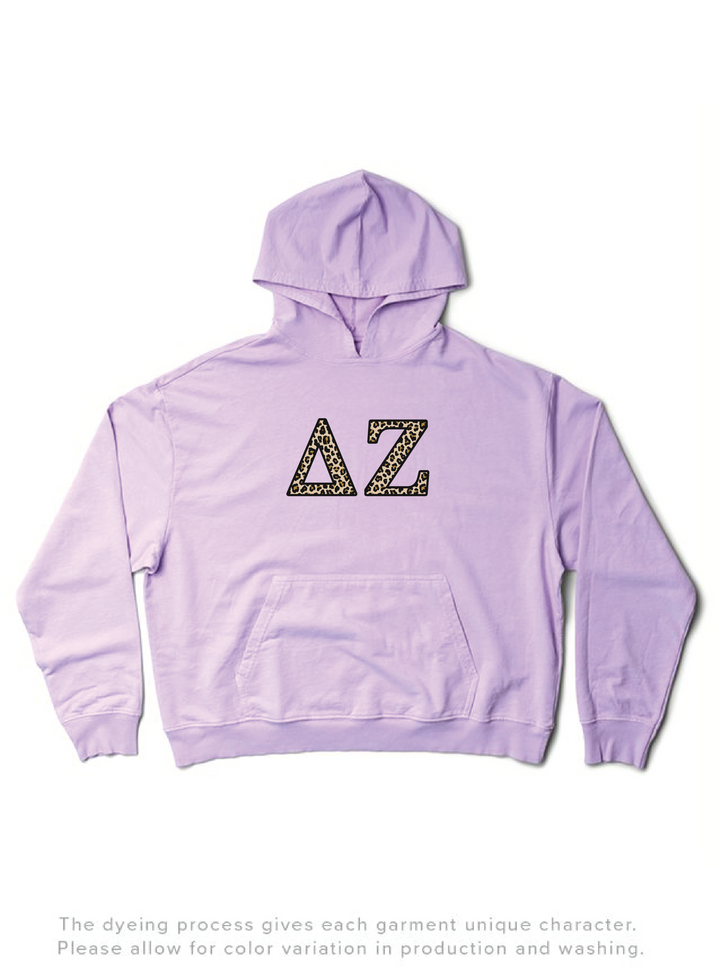 Lavender Haze Cheetah Letters Light Weight Sorority Hoodie - 2XL