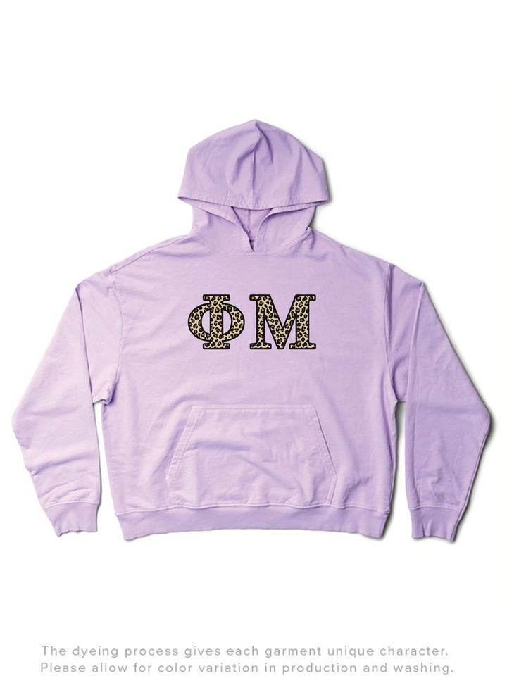 Lavender Haze Cheetah Letters Light Weight Sorority Hoodie