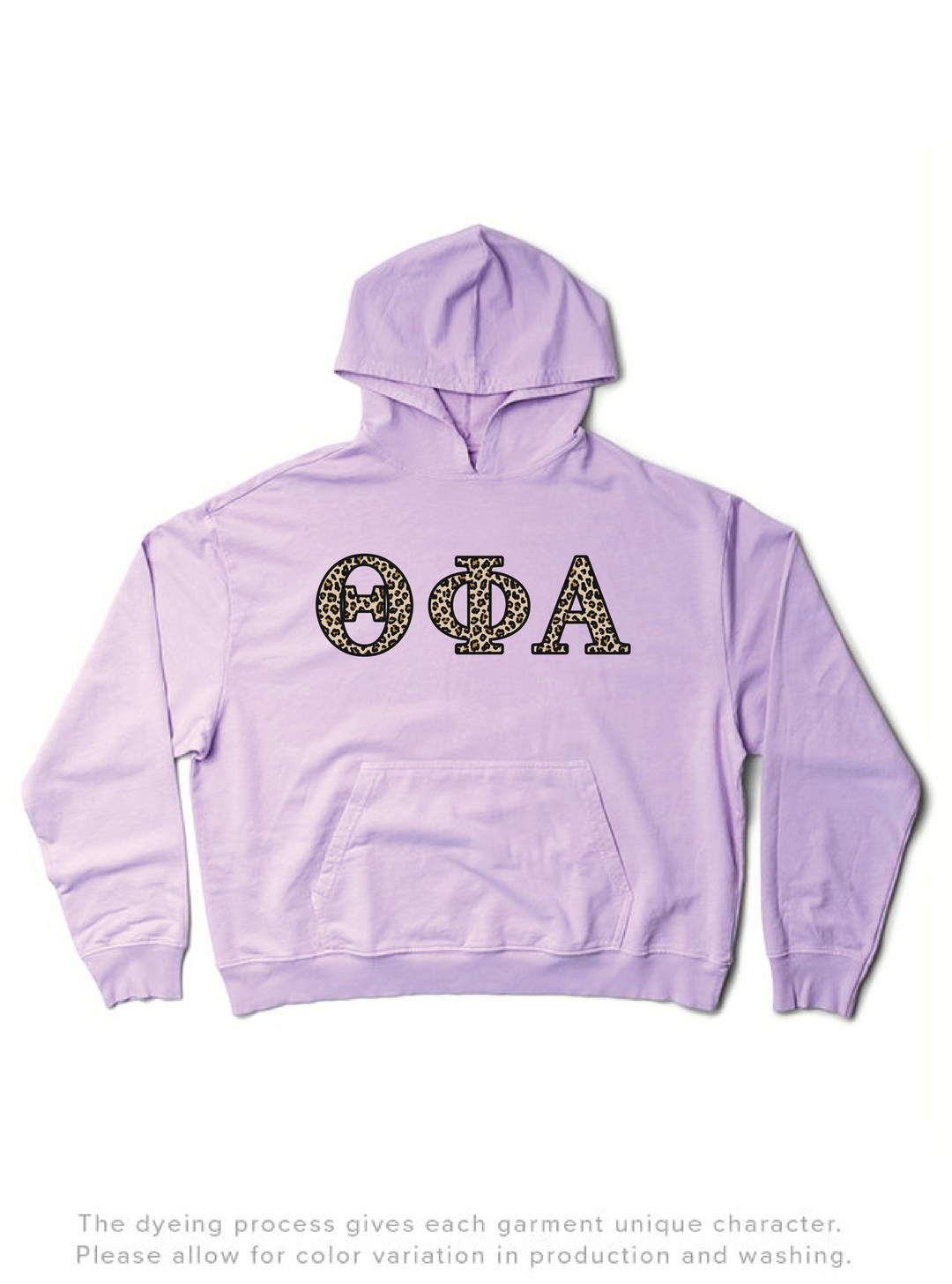 Lavender Haze Cheetah Letters Light Weight Sorority Hoodie