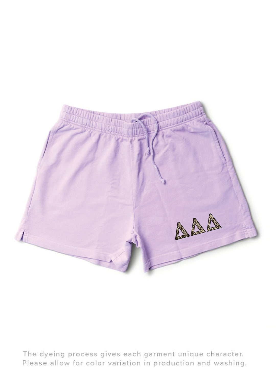 Lavender Haze Cheetah Letters Light Weight Sorority Shorts