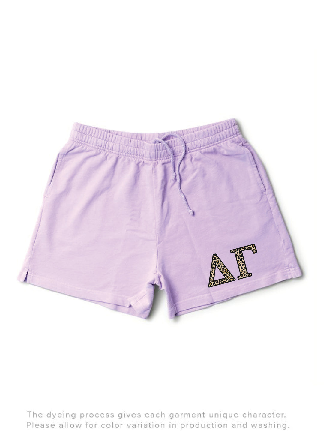 Lavender Haze Cheetah Letters Light Weight Sorority Shorts