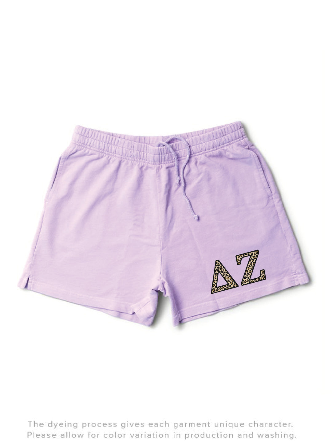 Lavender Haze Cheetah Letters Light Weight Sorority Shorts