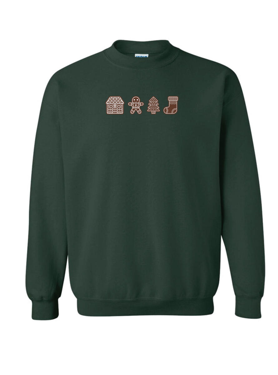 Gingerbread Embroidered Holiday Crewneck