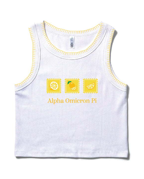 Lemon Stamp Stitched Sorority Tank
